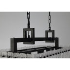NL76859 Sorrel Medium Rectangular Pendant 8 Light Matt Black/Crystal Sand Glass