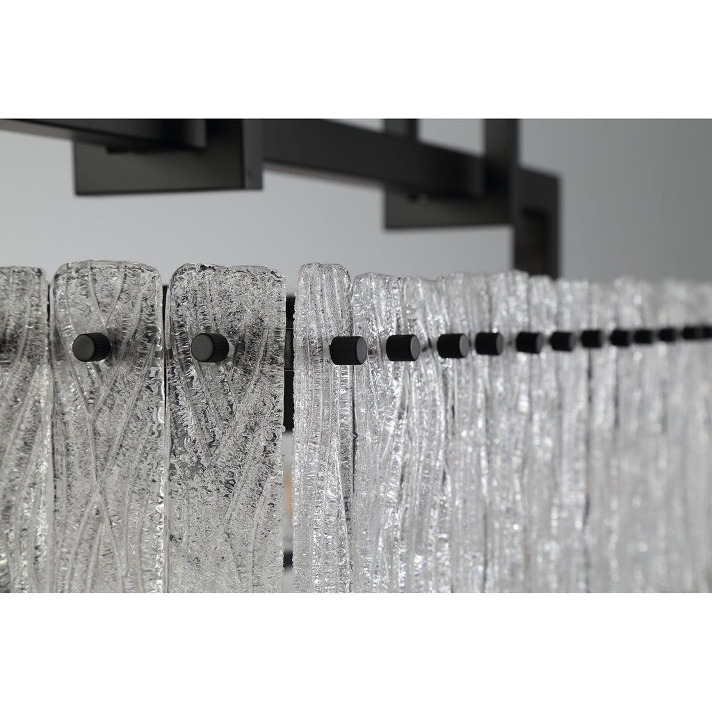 NL76859 Sorrel Medium Rectangular Pendant 8 Light Matt Black/Crystal Sand Glass