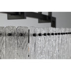 NL76859 Sorrel Medium Rectangular Pendant 8 Light Matt Black/Crystal Sand Glass