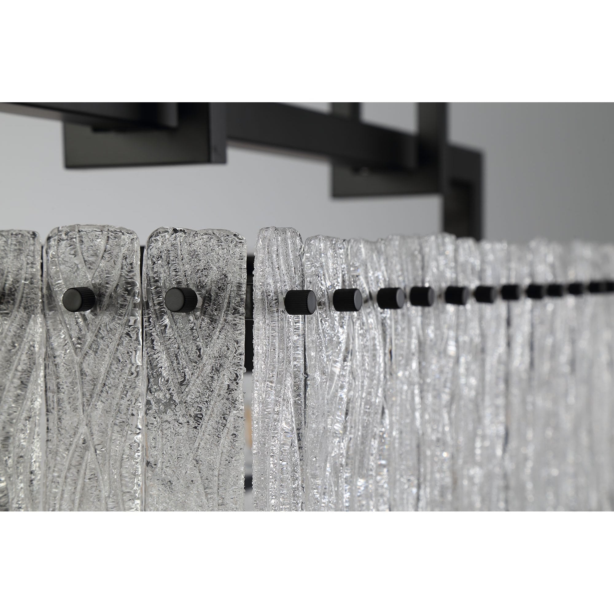 NL76859 Sorrel Medium Rectangular Pendant 8 Light Matt Black/Crystal Sand Glass