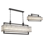 NL76869 Sorrel Large Rectangular Pendant 12 Light Matt Black/Crystal Sand Glass