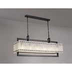 NL76869 Sorrel Large Rectangular Pendant 12 Light Matt Black/Crystal Sand Glass
