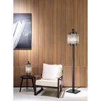 NL76869 Sorrel Large Rectangular Pendant 12 Light Matt Black/Crystal Sand Glass
