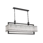 NL76869 Sorrel Large Rectangular Pendant 12 Light Matt Black/Crystal Sand Glass