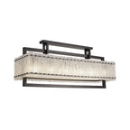 NL76869 Sorrel Large Rectangular Pendant 12 Light Matt Black/Crystal Sand Glass