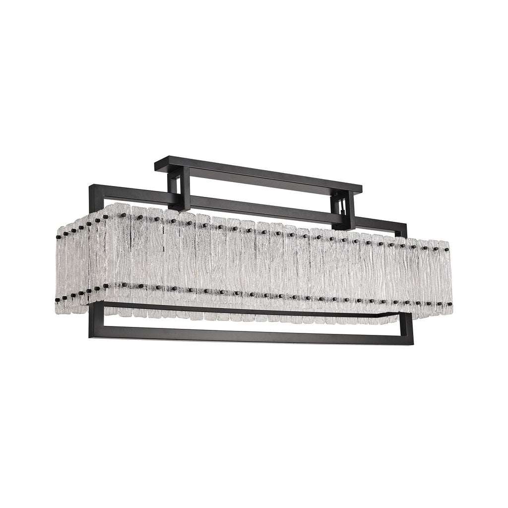 NL76869 Sorrel Large Rectangular Pendant 12 Light Matt Black/Crystal Sand Glass