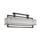 NL76869 Sorrel Large Rectangular Pendant 12 Light Matt Black/Crystal Sand Glass