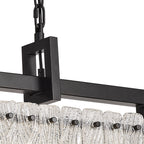 NL76869 Sorrel Large Rectangular Pendant 12 Light Matt Black/Crystal Sand Glass