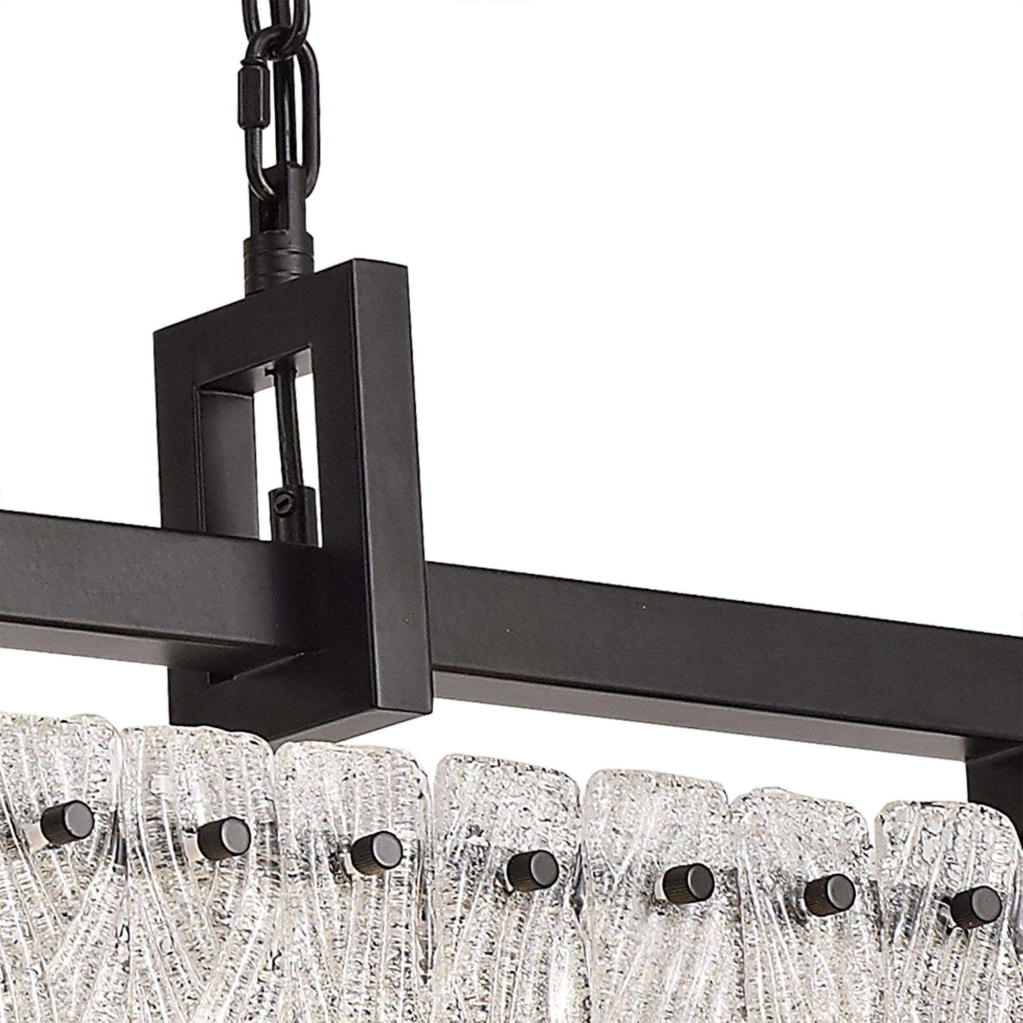 NL76869 Sorrel Large Rectangular Pendant 12 Light Matt Black/Crystal Sand Glass