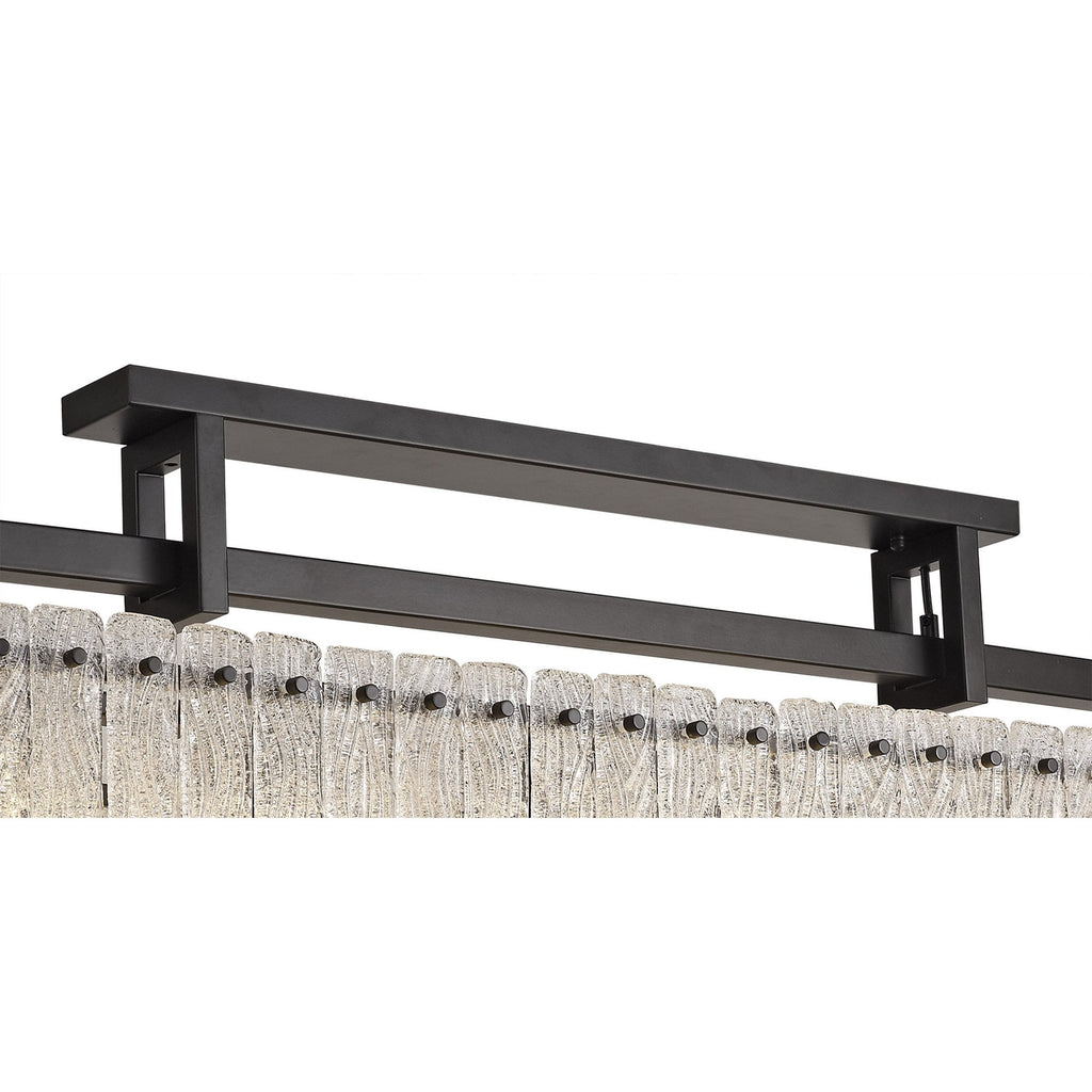 NL76869 Sorrel Large Rectangular Pendant 12 Light Matt Black/Crystal Sand Glass