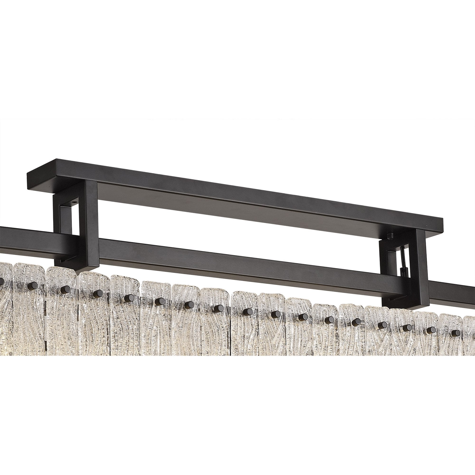 NL76869 Sorrel Large Rectangular Pendant 12 Light Matt Black/Crystal Sand Glass