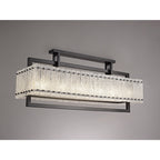 NL76869 Sorrel Large Rectangular Pendant 12 Light Matt Black/Crystal Sand Glass