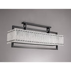 NL76869 Sorrel Large Rectangular Pendant 12 Light Matt Black/Crystal Sand Glass
