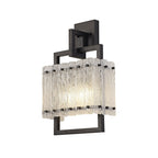 NL76879 Sorrel Wall Lamp 2 Light Matt Black/Crystal Sand Glass