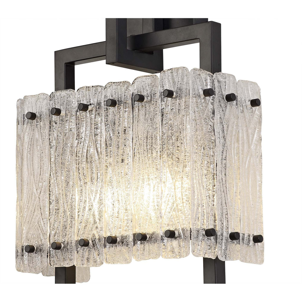 NL76879 Sorrel Wall Lamp 2 Light Matt Black/Crystal Sand Glass