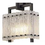 NL76879 Sorrel Wall Lamp 2 Light Matt Black/Crystal Sand Glass