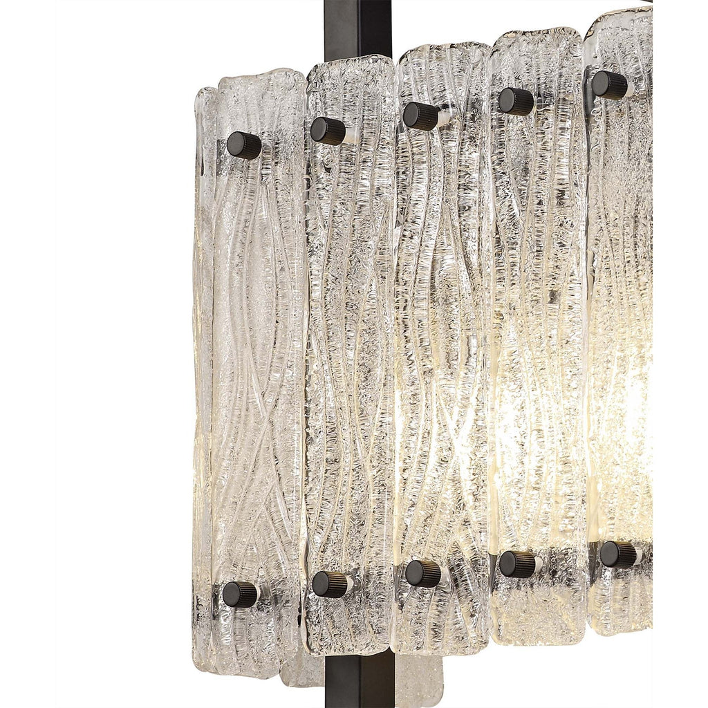NL76879 Sorrel Wall Lamp 2 Light Matt Black/Crystal Sand Glass