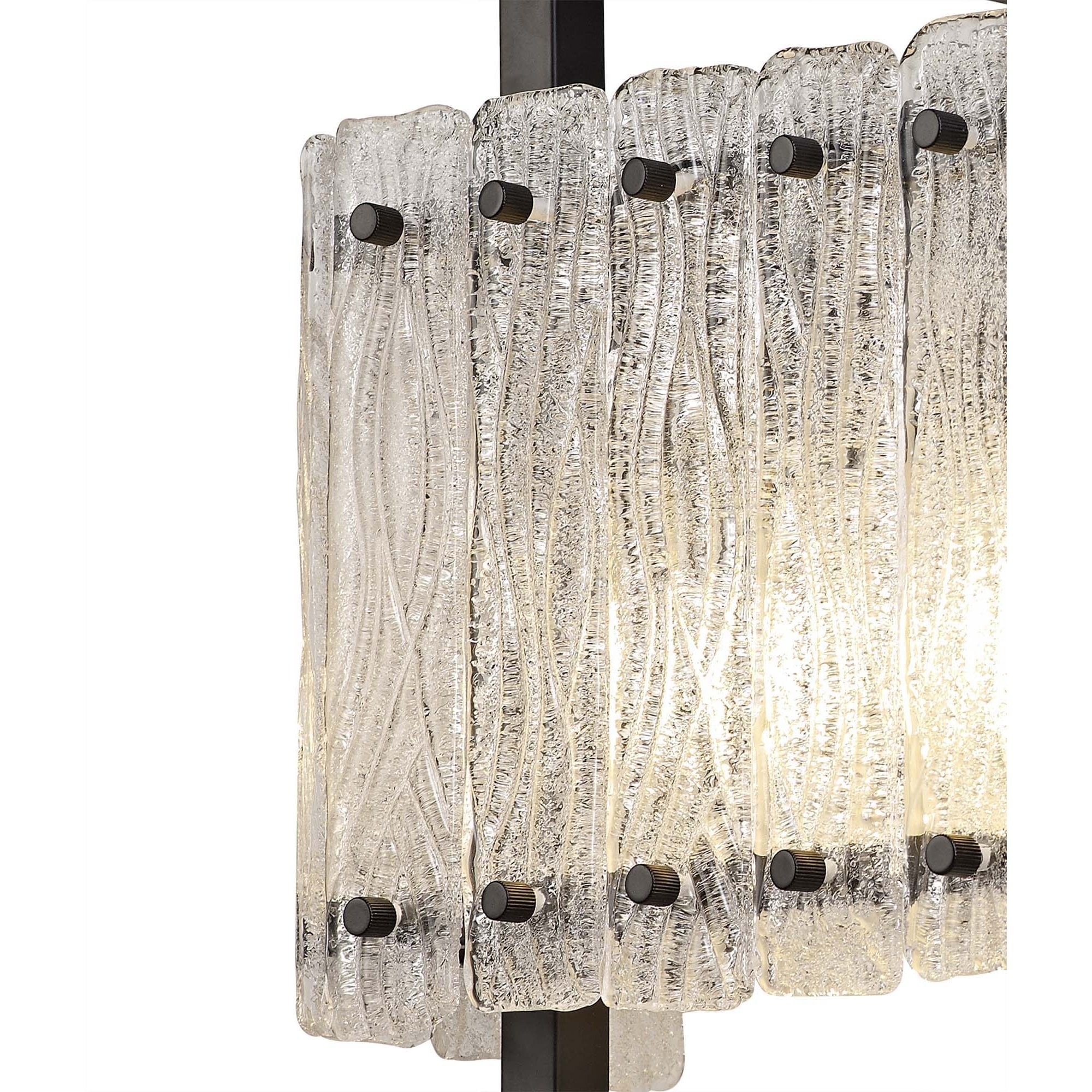 NL76879 Sorrel Wall Lamp 2 Light Matt Black/Crystal Sand Glass