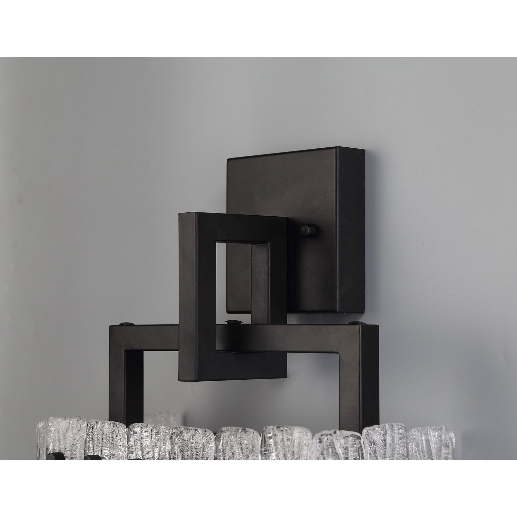 NL76879 Sorrel Wall Lamp 2 Light Matt Black/Crystal Sand Glass