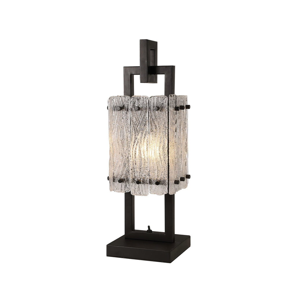 NL76889 Sorrel Table Lamp 1 Light Matt Black/Crystal Sand Glass
