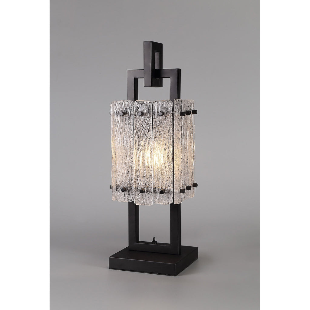 NL76889 Sorrel Table Lamp 1 Light Matt Black/Crystal Sand Glass