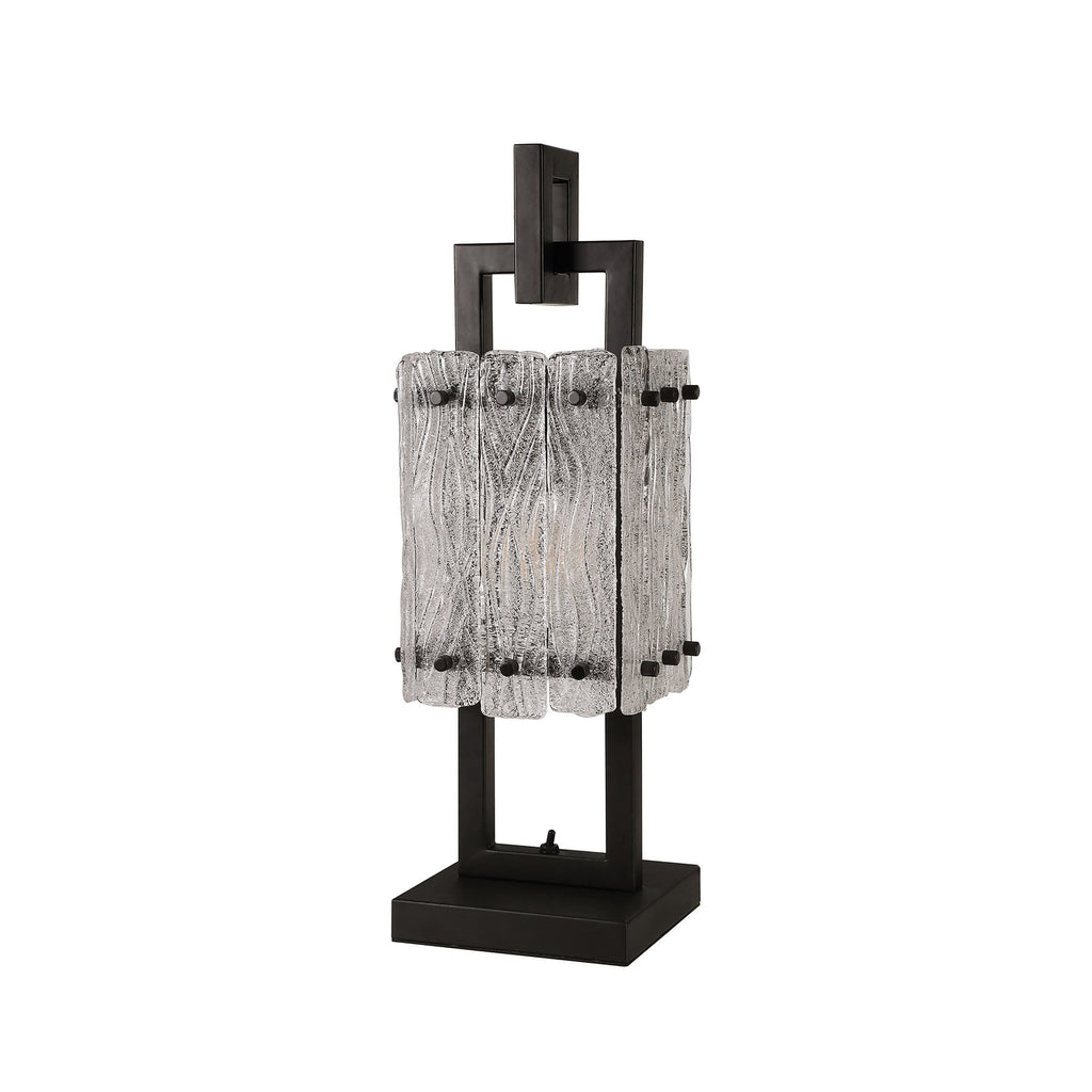 NL76889 Sorrel Table Lamp 1 Light Matt Black/Crystal Sand Glass