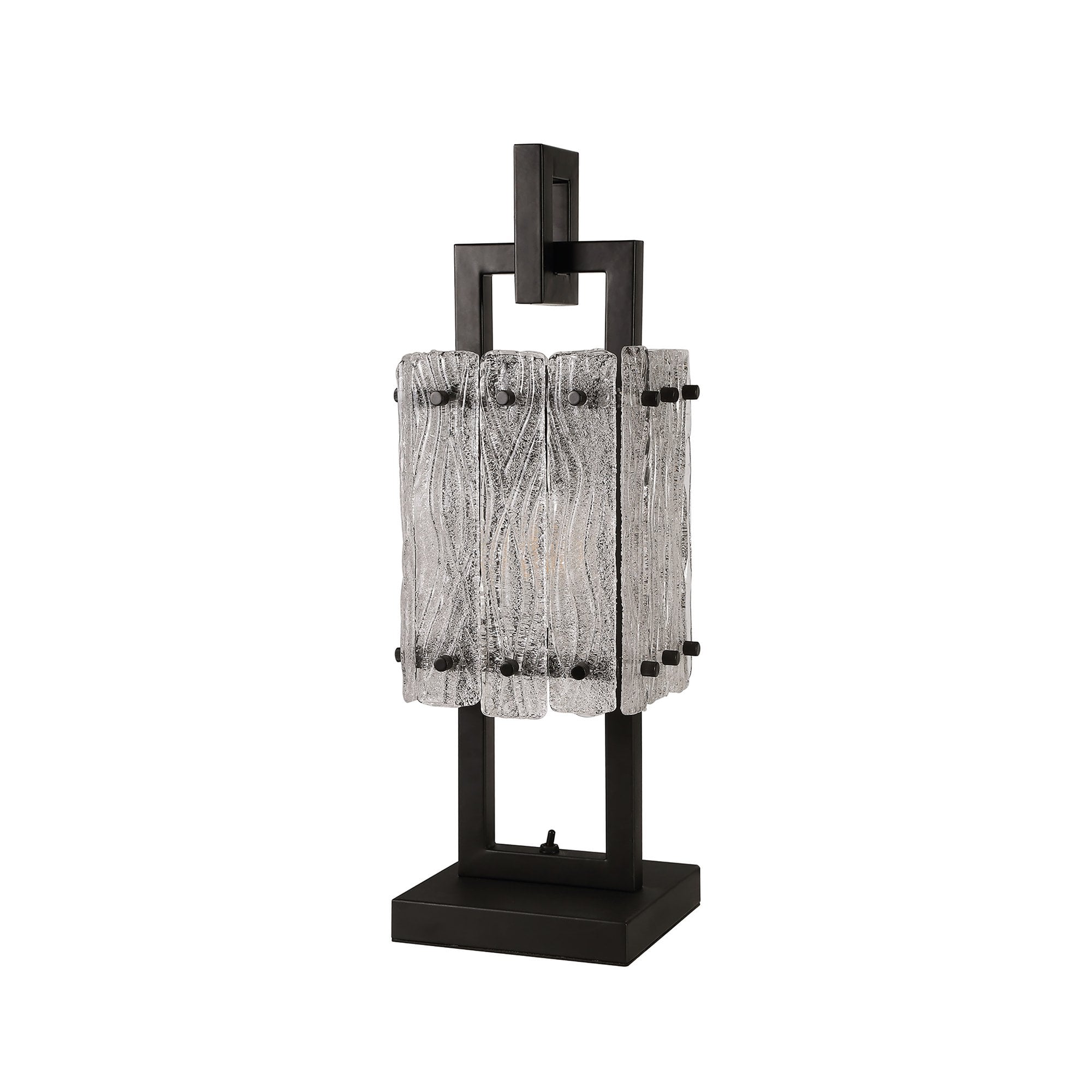 NL76889 Sorrel Table Lamp 1 Light Matt Black/Crystal Sand Glass