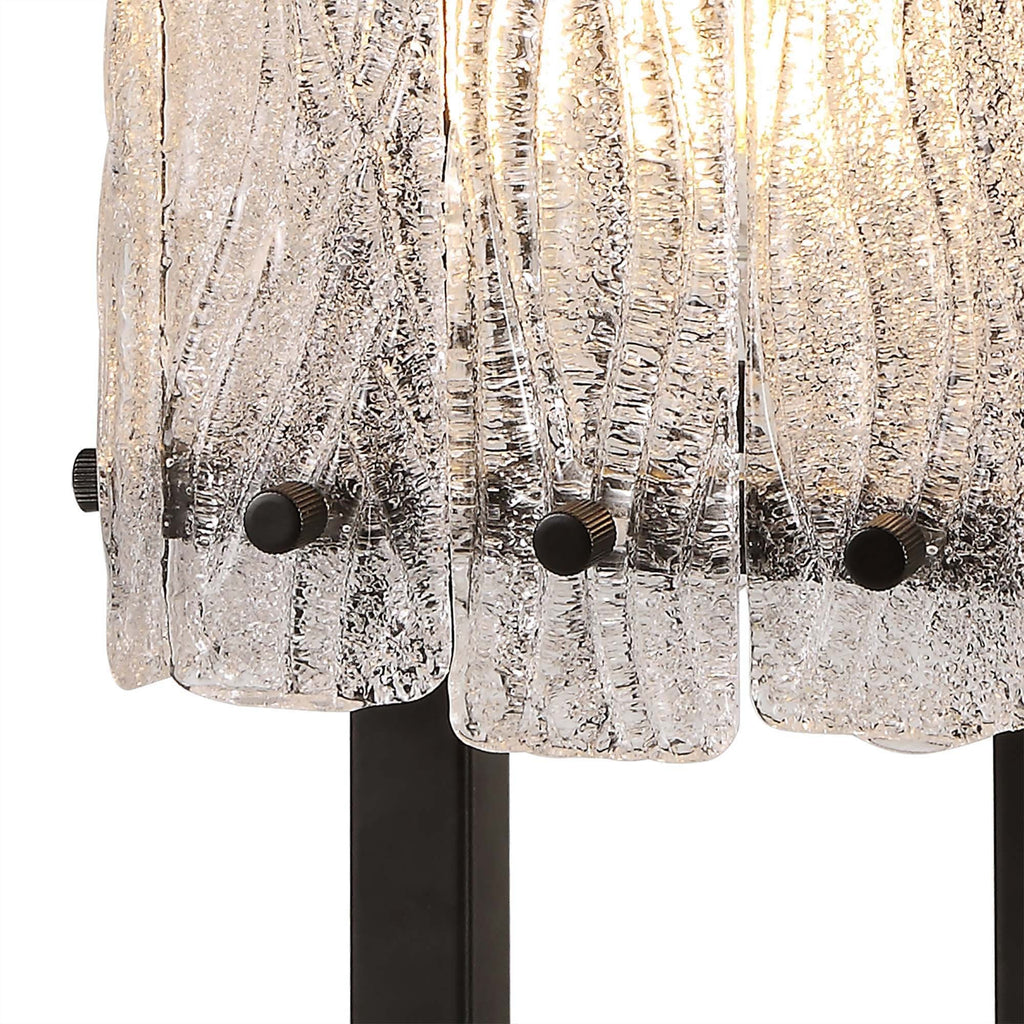 NL76889 Sorrel Table Lamp 1 Light Matt Black/Crystal Sand Glass