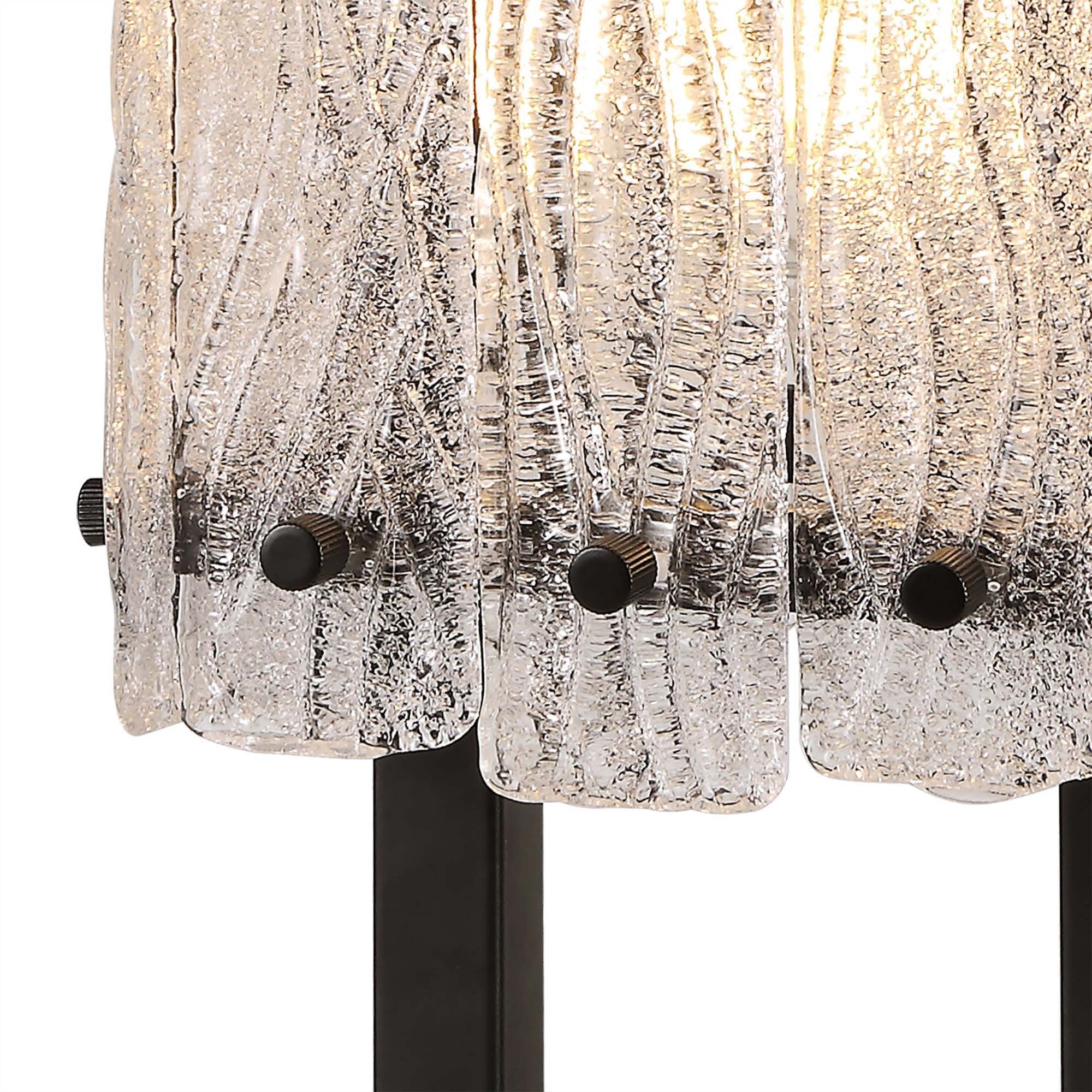 NL76889 Sorrel Table Lamp 1 Light Matt Black/Crystal Sand Glass