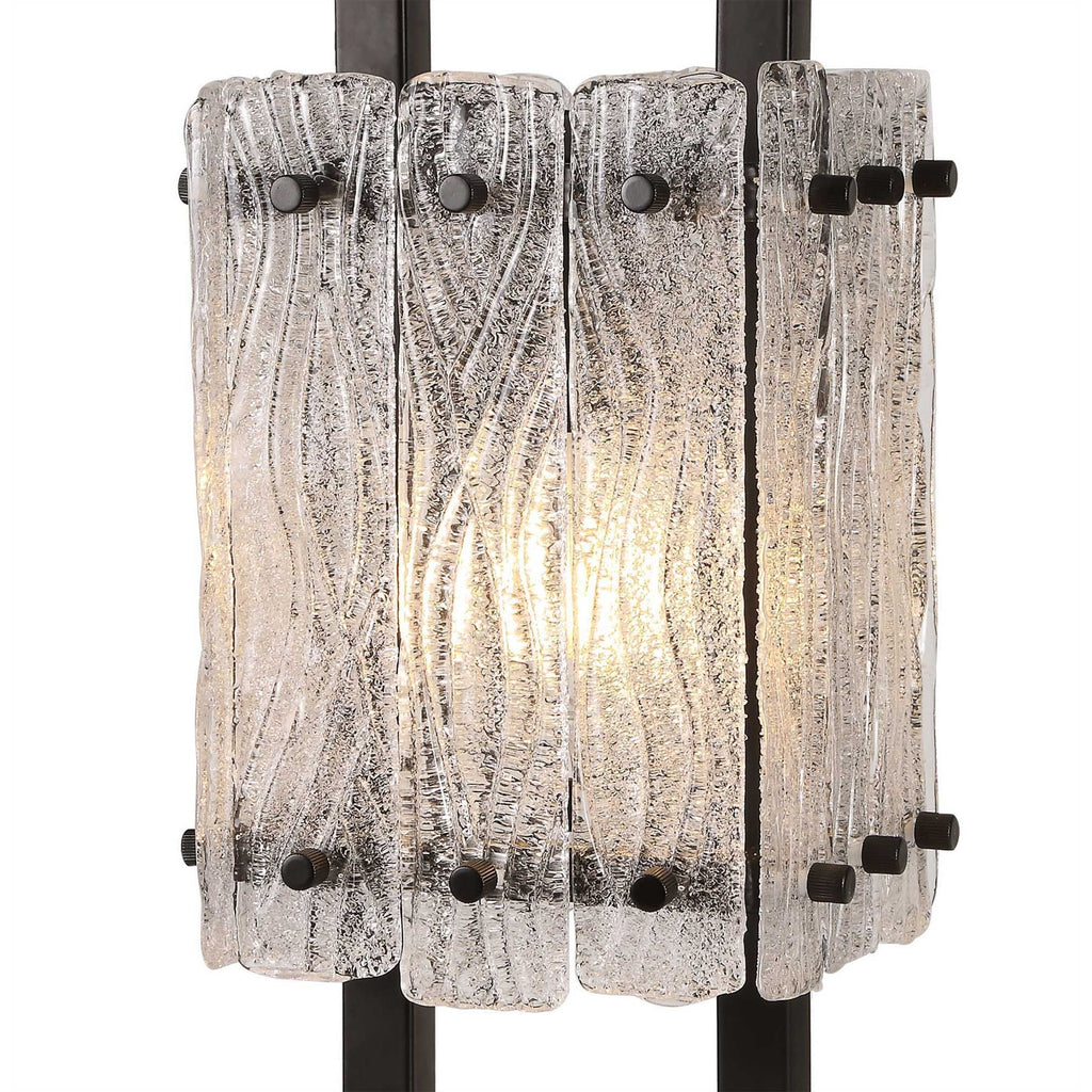 NL76889 Sorrel Table Lamp 1 Light Matt Black/Crystal Sand Glass