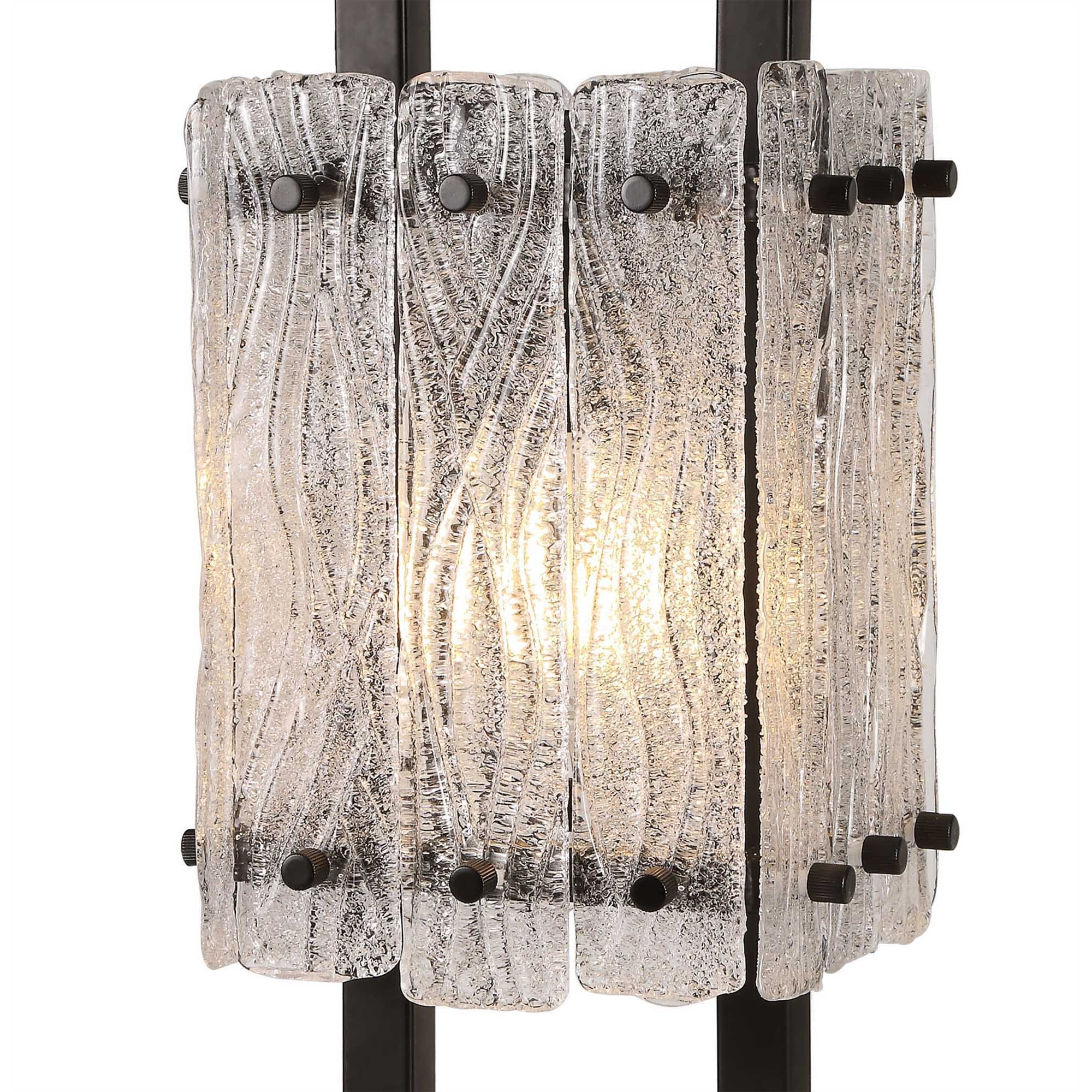 NL76889 Sorrel Table Lamp 1 Light Matt Black/Crystal Sand Glass