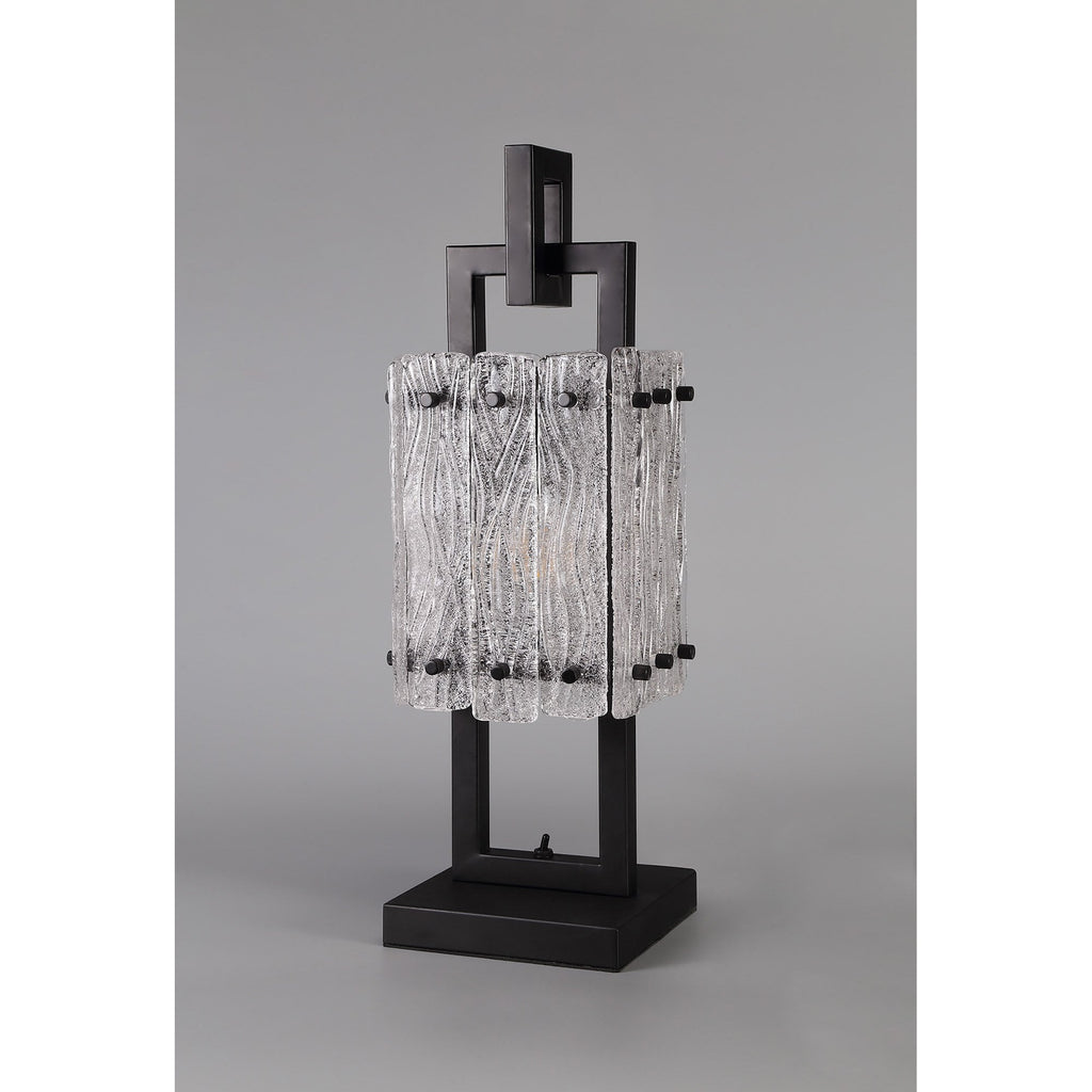NL76889 Sorrel Table Lamp 1 Light Matt Black/Crystal Sand Glass