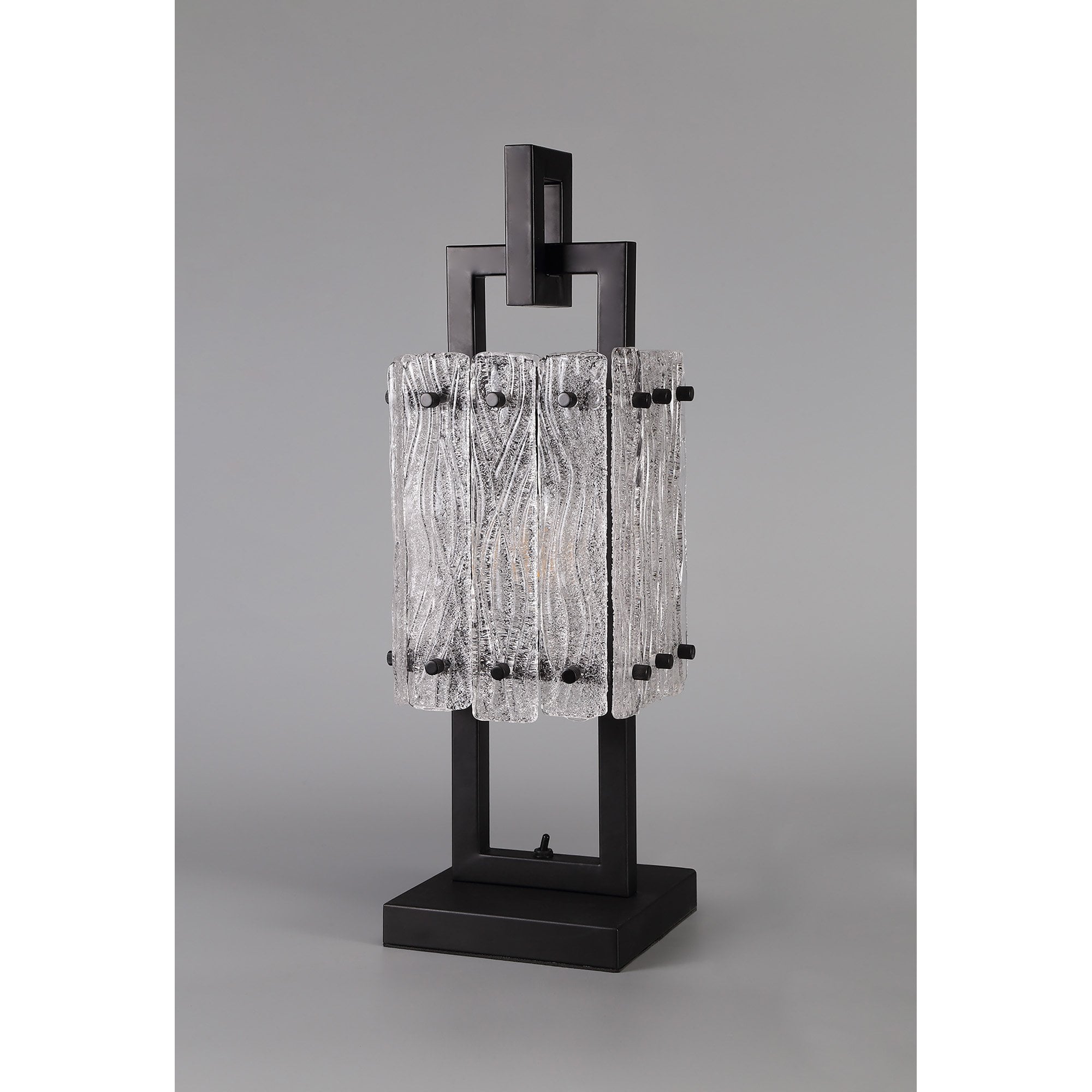 NL76889 Sorrel Table Lamp 1 Light Matt Black/Crystal Sand Glass