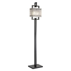 NL76899 Sorrel Floor Lamp 2 Light Matt Black/Crystal Sand Glass