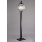 NL76899 Sorrel Floor Lamp 2 Light Matt Black/Crystal Sand Glass