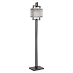 NL76899 Sorrel Floor Lamp 2 Light Matt Black/Crystal Sand Glass