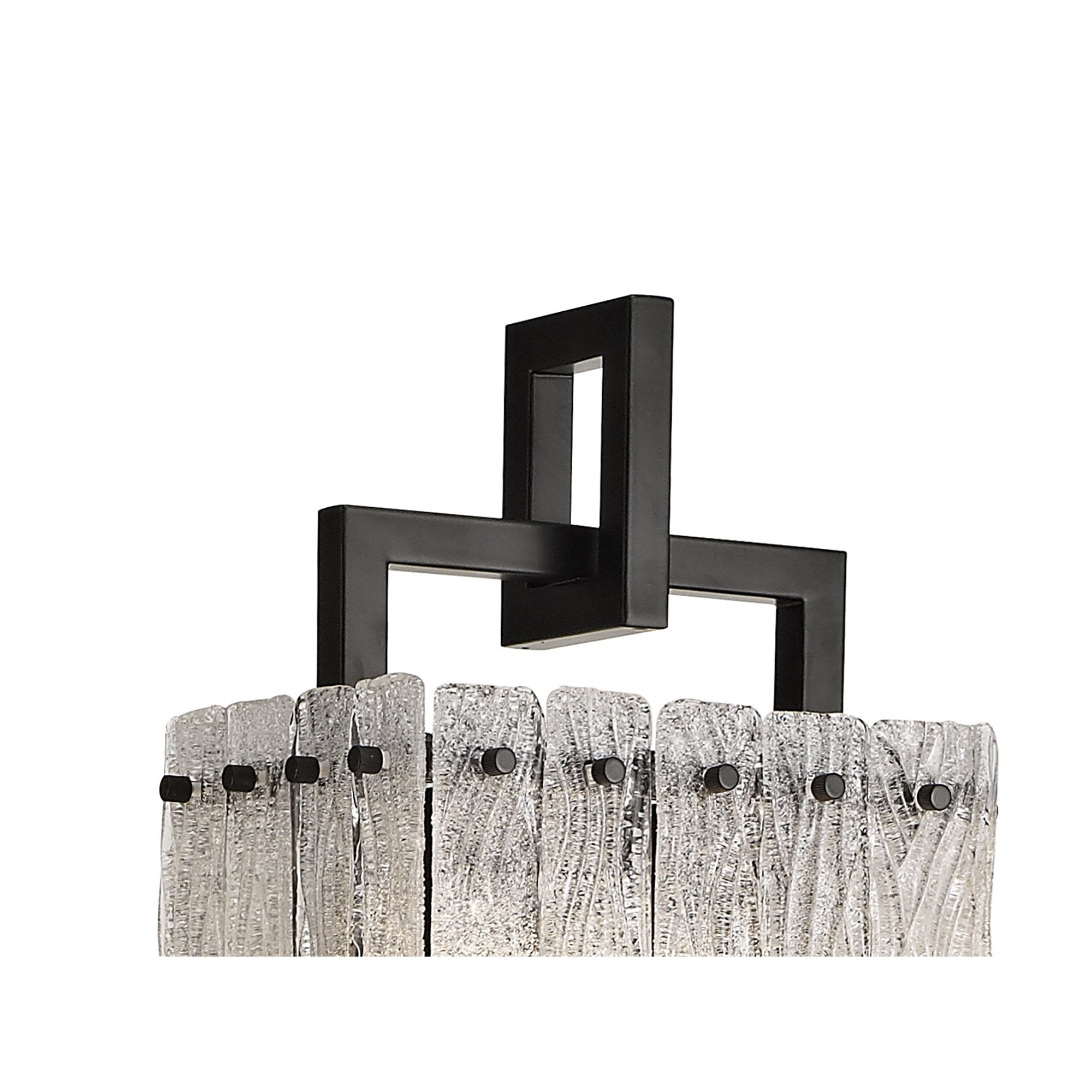 NL76899 Sorrel Floor Lamp 2 Light Matt Black/Crystal Sand Glass