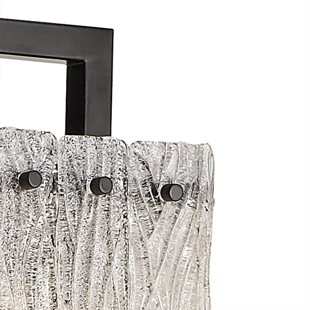 NL76899 Sorrel Floor Lamp 2 Light Matt Black/Crystal Sand Glass