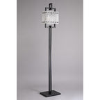 NL76899 Sorrel Floor Lamp 2 Light Matt Black/Crystal Sand Glass