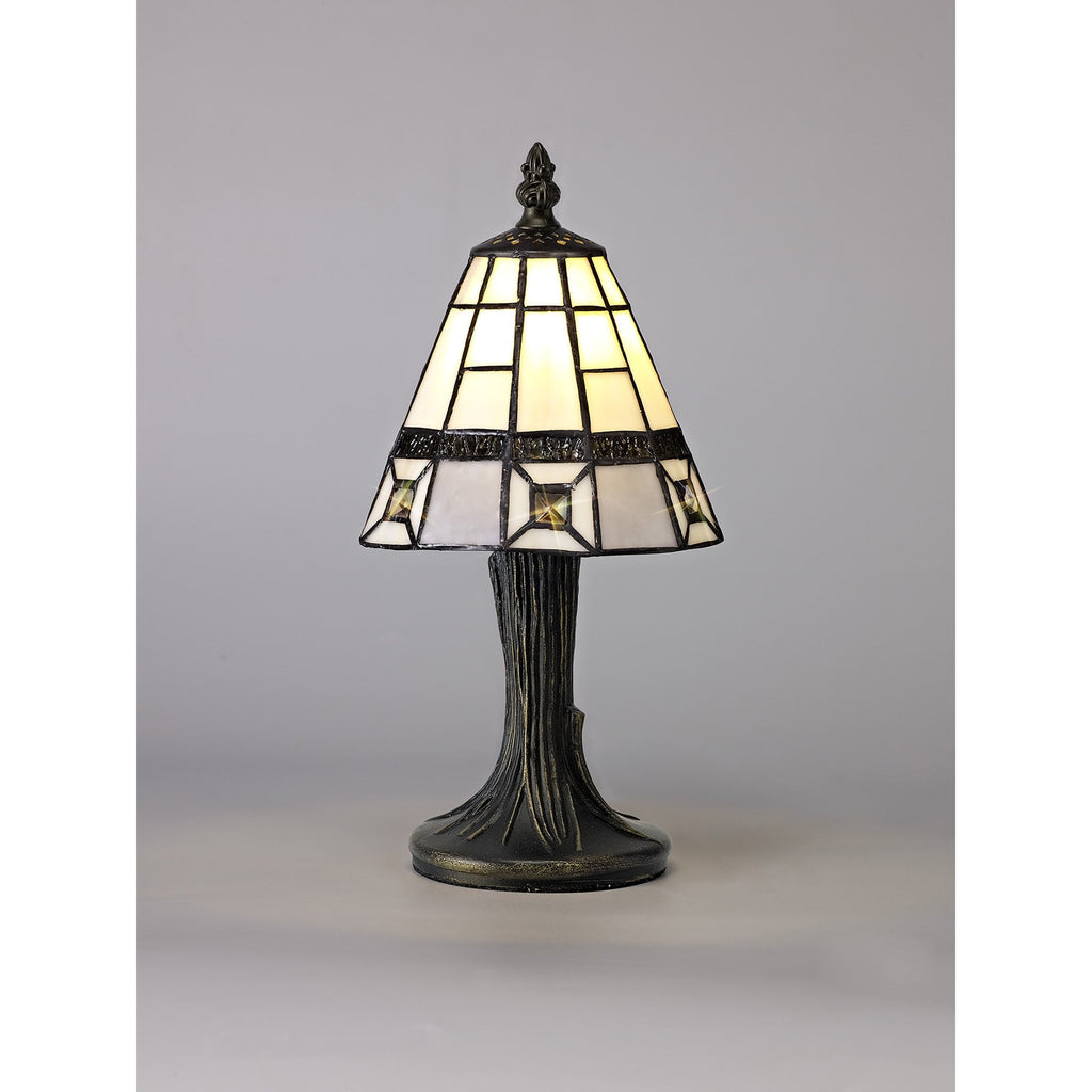 NL72309 Squad Tiffany Table Lamp Cream/Grey/Clear Crystal Shade