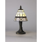 NL72309 Squad Tiffany Table Lamp Cream/Grey/Clear Crystal Shade
