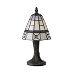 NL72309 Squad Tiffany Table Lamp Cream/Grey/Clear Crystal Shade