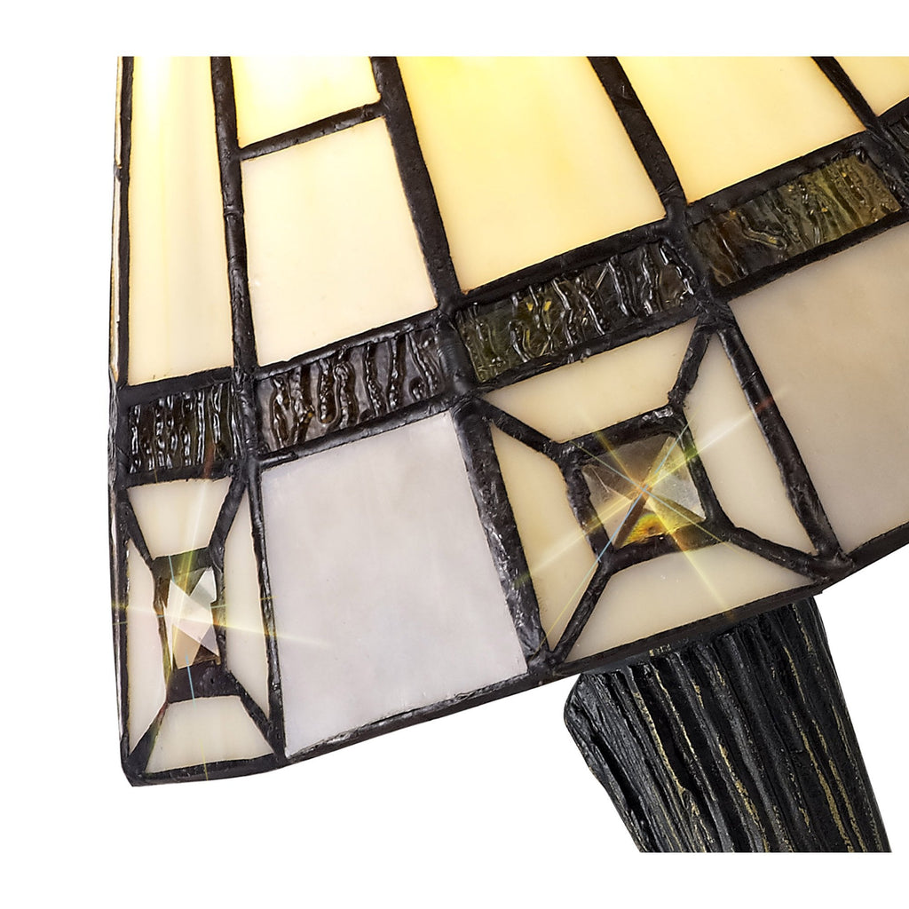NL72309 Squad Tiffany Table Lamp Cream/Grey/Clear Crystal Shade