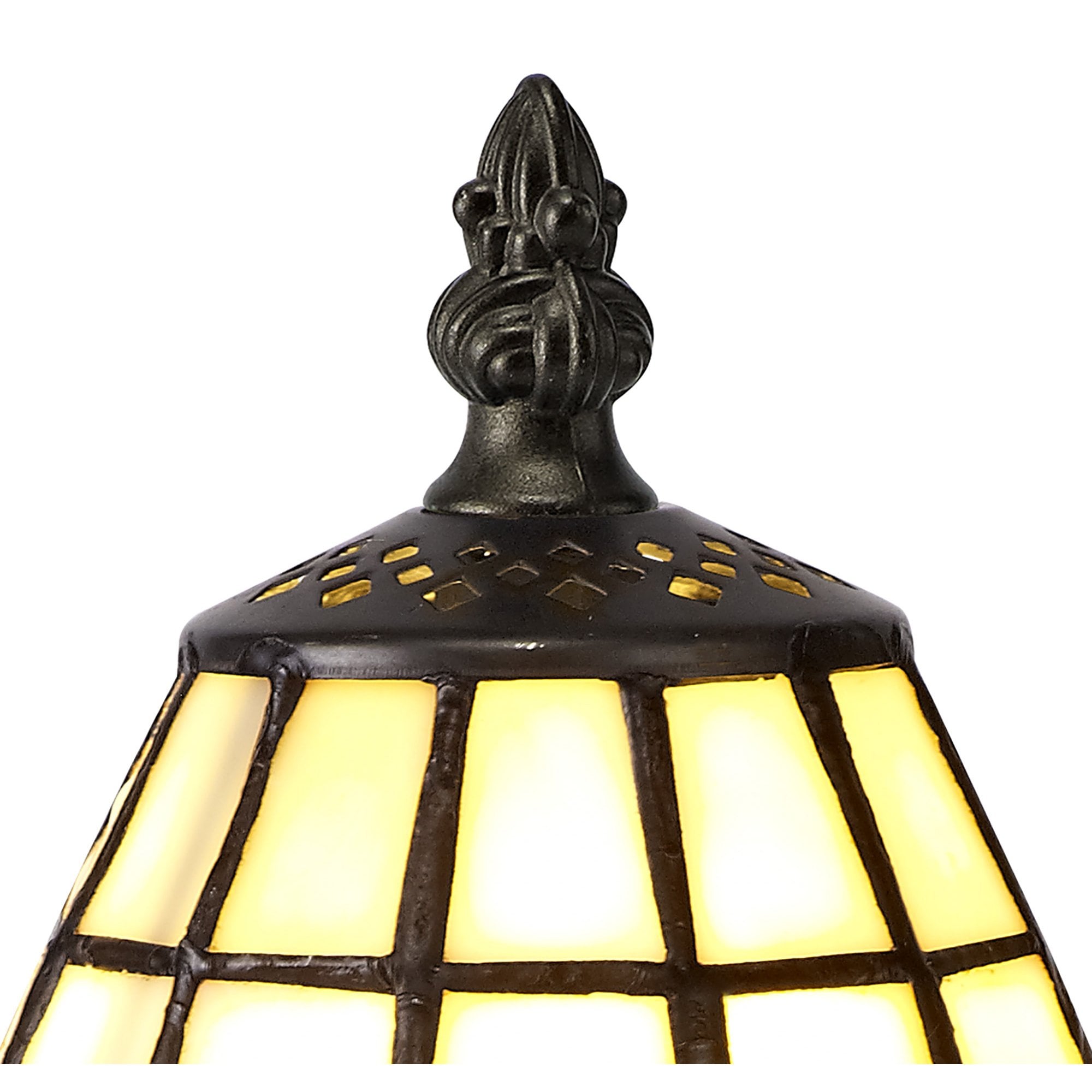 NL72309 Squad Tiffany Table Lamp Cream/Grey/Clear Crystal Shade