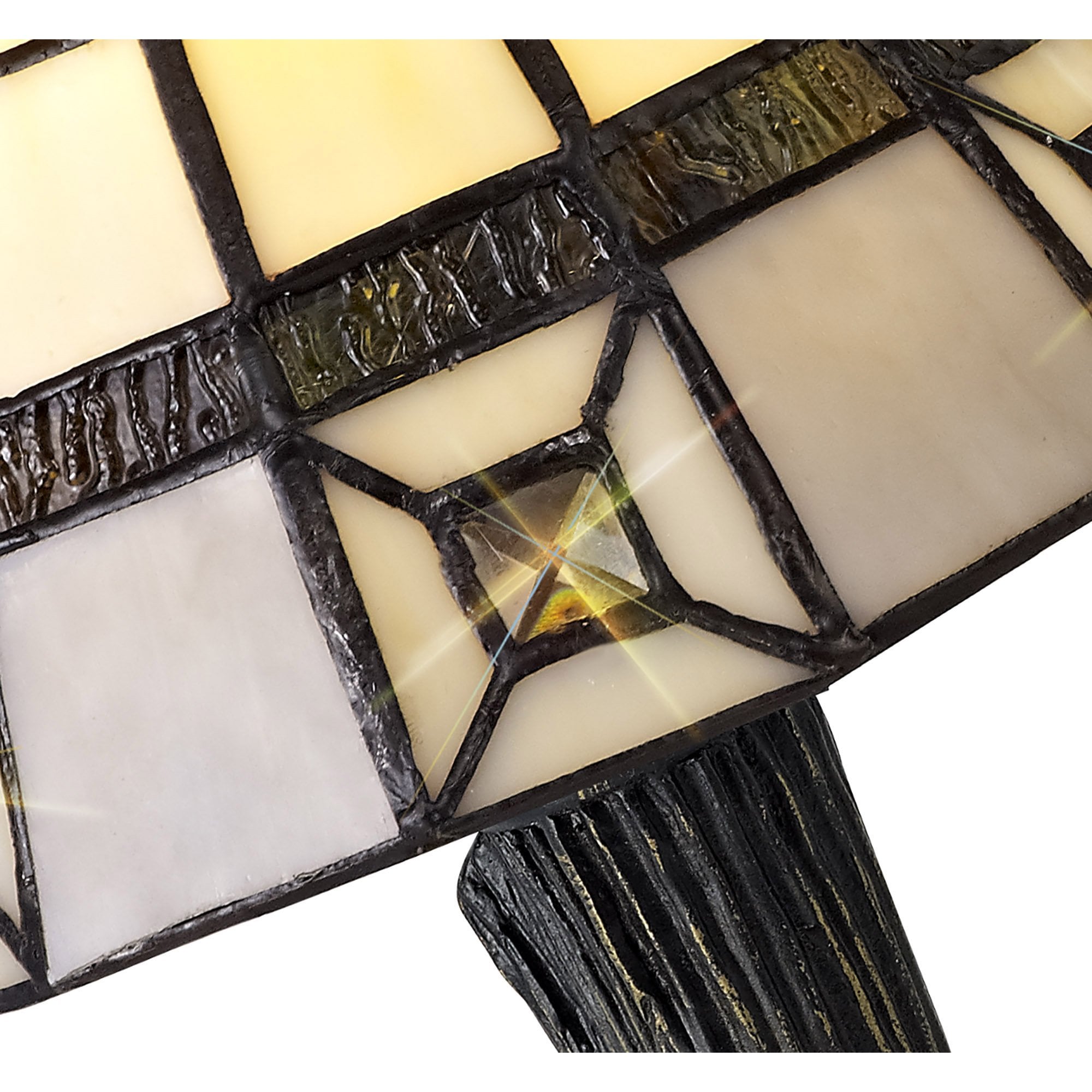 NL72309 Squad Tiffany Table Lamp Cream/Grey/Clear Crystal Shade