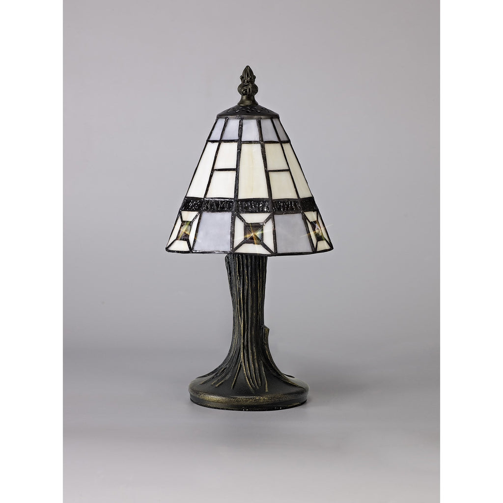 NL72309 Squad Tiffany Table Lamp Cream/Grey/Clear Crystal Shade