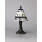 NL72309 Squad Tiffany Table Lamp Cream/Grey/Clear Crystal Shade