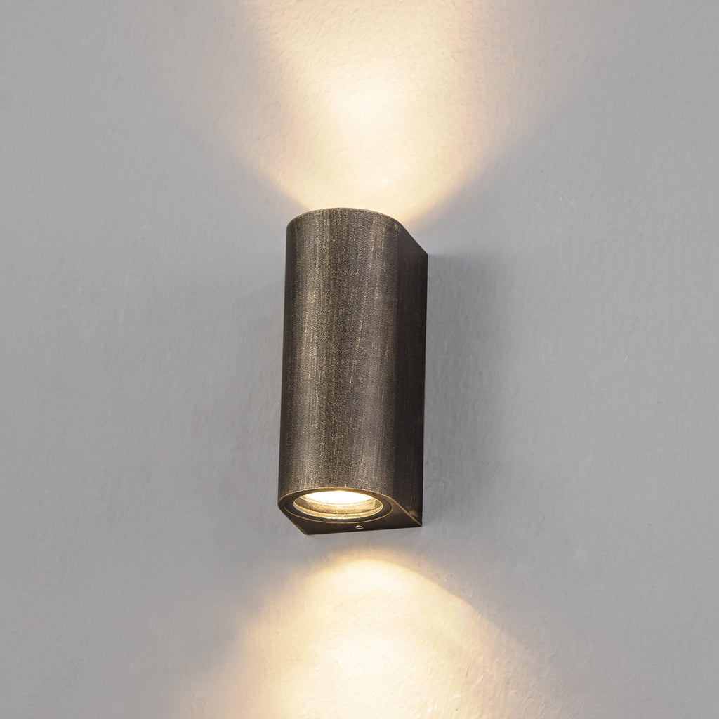 NL72229 Stella Outdoor Curved Wall Lamp 2 Light Black/Gold