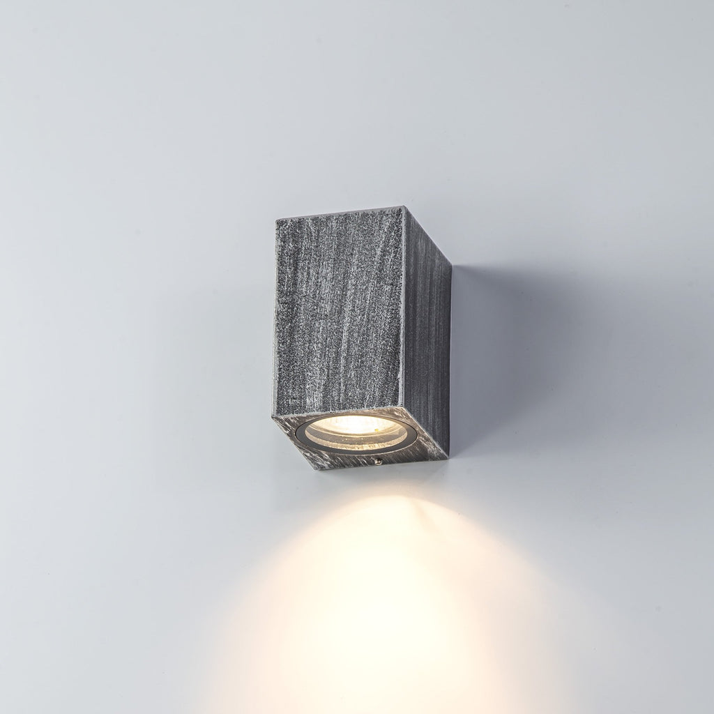 NL72239 Stella Outdoor Rectangle Wall Lamp 1 Light Black/Silver
