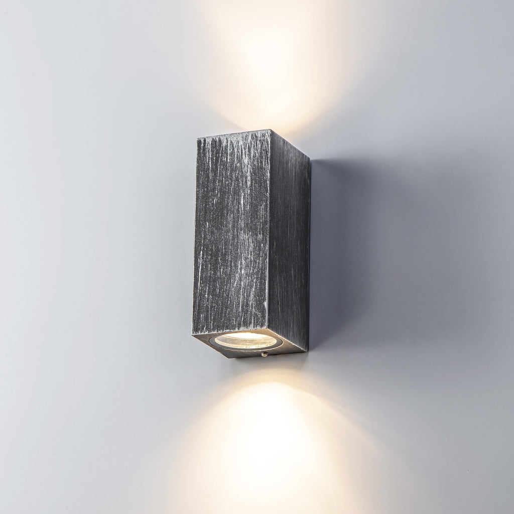 NL72249 Stella Outdoor Rectangle Wall Lamp 2 Light Black/Silver